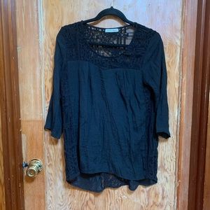 Black Sheer Paneled Blouse